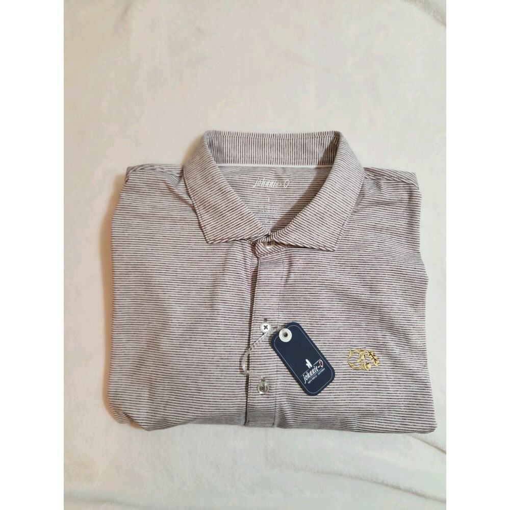 Johnnie-O NWT UPF 50 Polo Shirt Mens Large Purple Striped Short Sleeve Golf